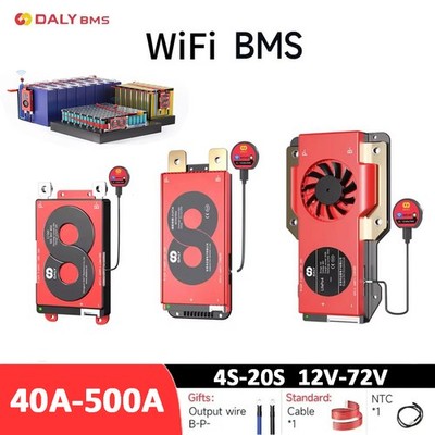 Daly Smart WIFI BMS LiFePo4 4S-20S 12V-72V 40A-500A Li-ion BMS+ Wifi BT Module