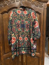 Johnny Was Silk Floral Shirt Sz L