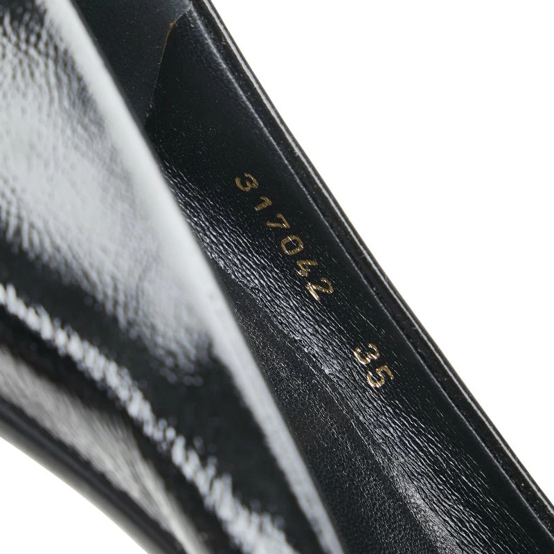 GUCCI Ribbon Interlocking G Pumps Heel Size: 35 317042 Black Enamel Women's GUCC thumbnail 8