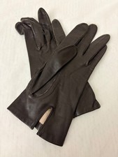 Vintage Gloves Brown Leather Silk Lined Women's Size 7.5