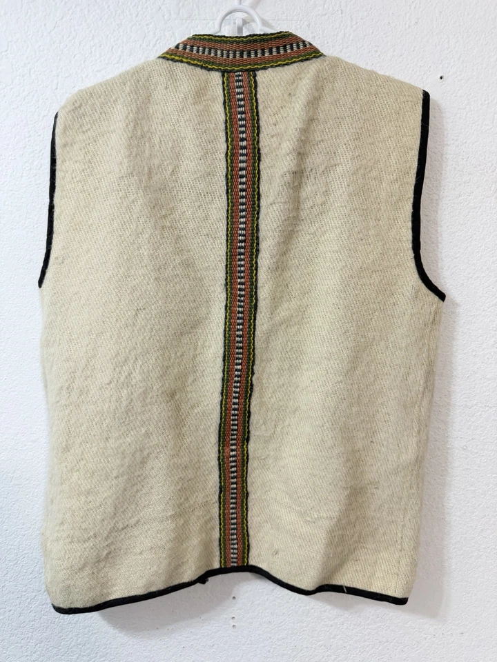 VTG Wool Blend Southwest Western Hippie Open Vest Sz S-M George Harrison Style - Image 4 of 4