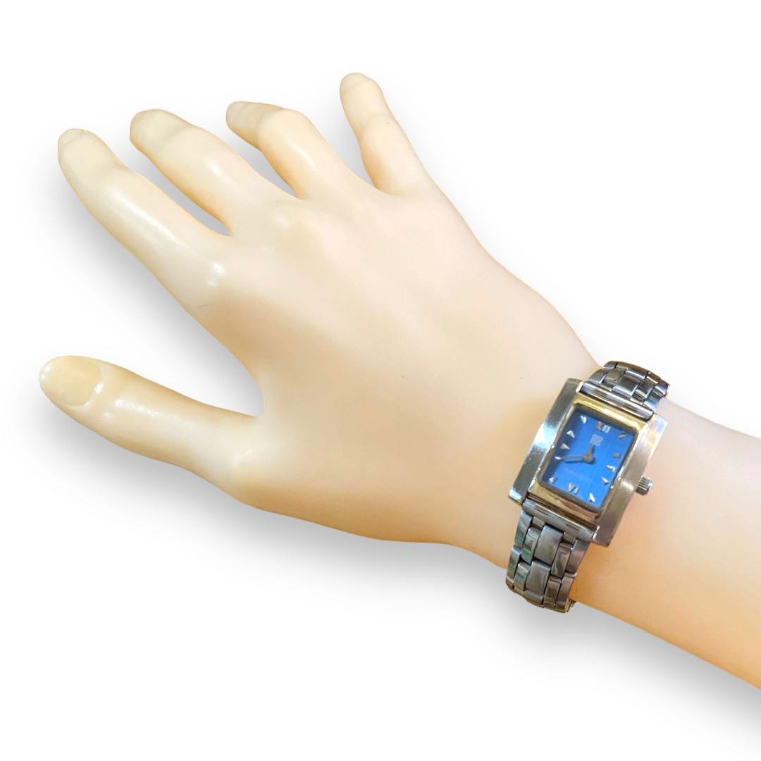 GIVENCHY Rectangular Quartz Watch Navy Dial Silve… - image 6