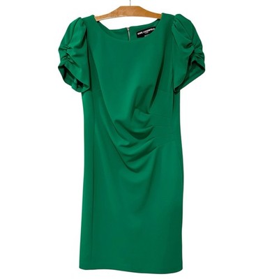 Karl Lagerfeld Paris | Green Sheath Dress Puff Sleeve Ruched Women's Size 8