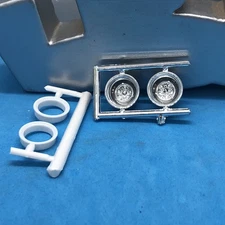 2) Chrome Reverse Wheels W Backs   Custom Drag Racing 1:25 AMT LBR Model Parts