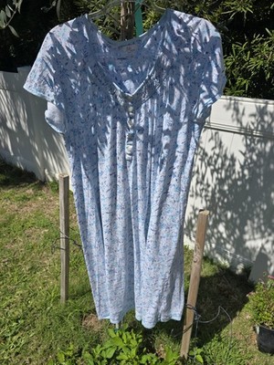 Aria Collection Womens Nightgown White -Lace Trim- Short Sleeve - Pockets L
