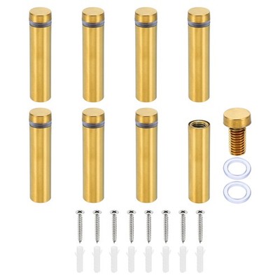 8 Set 1/2 x 2 Inch Sign Standoff Screws Stainless Steel Wall Standoff Gold