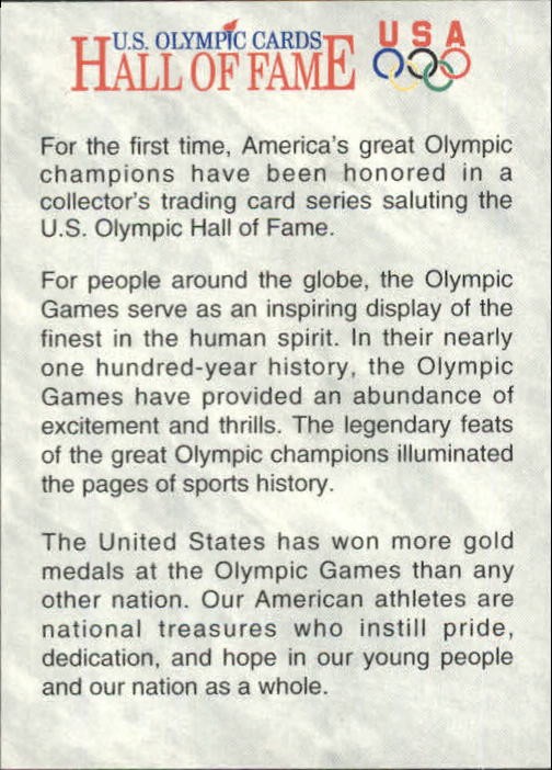 1991 Impel U.S. Olympic Hall of Fame Trading Card #87 Hall of Fame History 