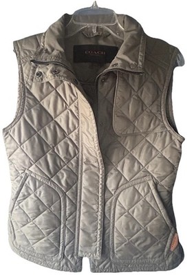 Coach Diamond Quilted Vest Size XS Olive  Green Womens 