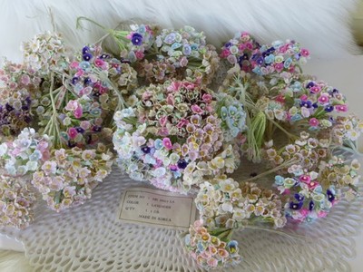 Vintage Millinery Forget Me Nots Lot-Flowers-Made in Korea-50 full size bunches