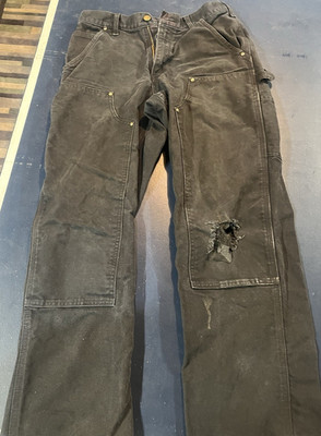 Carhartt B136 BLK Men's Work Pants 30x30 Black Loose Fit Cotton