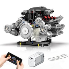 V8 Engine Model Kit that Works, Visible Building Blocks Sets with APP Control...