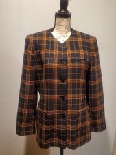 Wool Kasper Company ASL Plaid Mustard Black Blazer Vintage 90 s Stunning