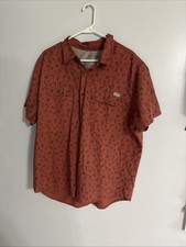 Eddie Bauer Mens 2XL Button Up Short Sleeve Outdoor Fishing All Over Print