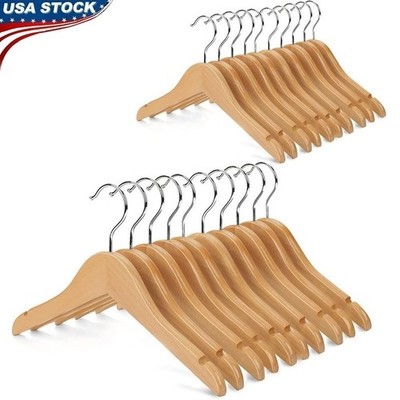 Set of 20 Wooden Childrens Hangers Smooth Surface Contoured Shoulder Design New