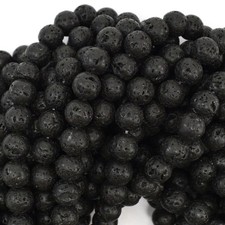 Black Volcano Lava Round Beads Gemstone 15.5" Strand 4mm 6mm 8mm 10mm 12mm