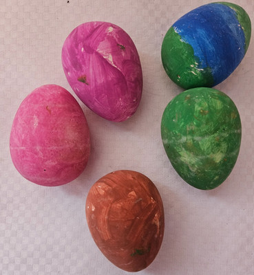 Lot Of 5 Large Colorful Wooden Easter Eggs/ Easter Decor/ Easter Egg Hunt