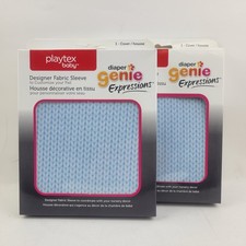 2x Playtex Diaper Genie Expressions Diaper Pail Fabric Sleeve, Blue Knit