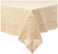 Stars Crochet Vintage Lace Design Tablecloth 60" by 90" Oblong/Rectangle Colo...