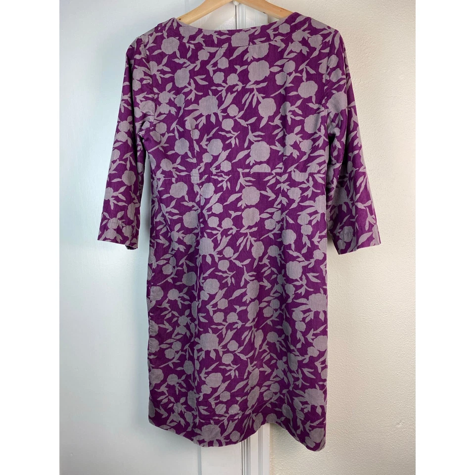 Vestido para mujer Boden talla 6 púrpura gris floral de pana línea A Foto 2 de 4
