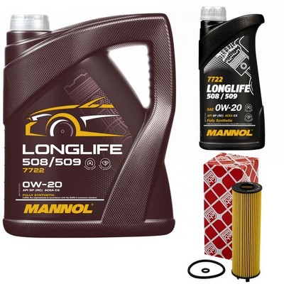 Motoröl Set 0W-20 Longlife 508/509 6 Liter + Ölfilter für Audi Cupra Seat VW