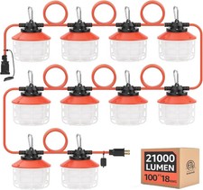 100FT LED Construction String Lights - 21000LM Waterproof Work Light