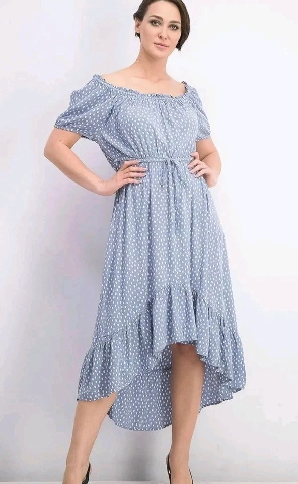 Vestido campesino alto-bajo para mujer Style & Co blanco talla grande Foto 3 de 4