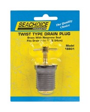 Seachoice 18801 Black Brass Fully Adjustable Twist Turn Drain Plug 6.8 Lx1 W in.