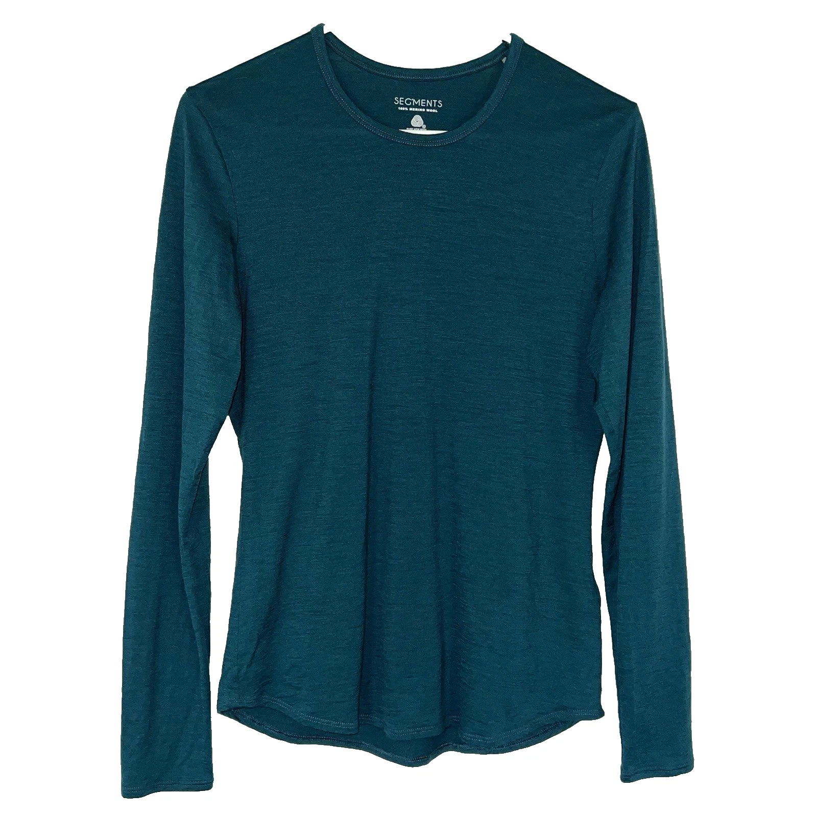 Segments Womens SMALL 100% Merino Wool Long Sleeve Base Layer Top Teal Blue EUC