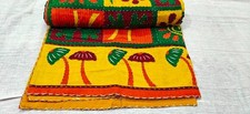 Indian Hand Block Multi Queen Size Cotton Kantha Quilt Throw Blanket Bedspread