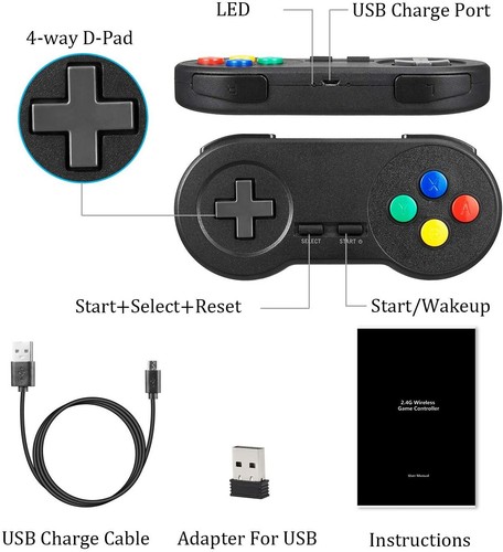 Wired/ Wireless SNES Controller USB Gamepad for PC MAC Raspberry Pi -Plug & Play - Picture 54 of 61