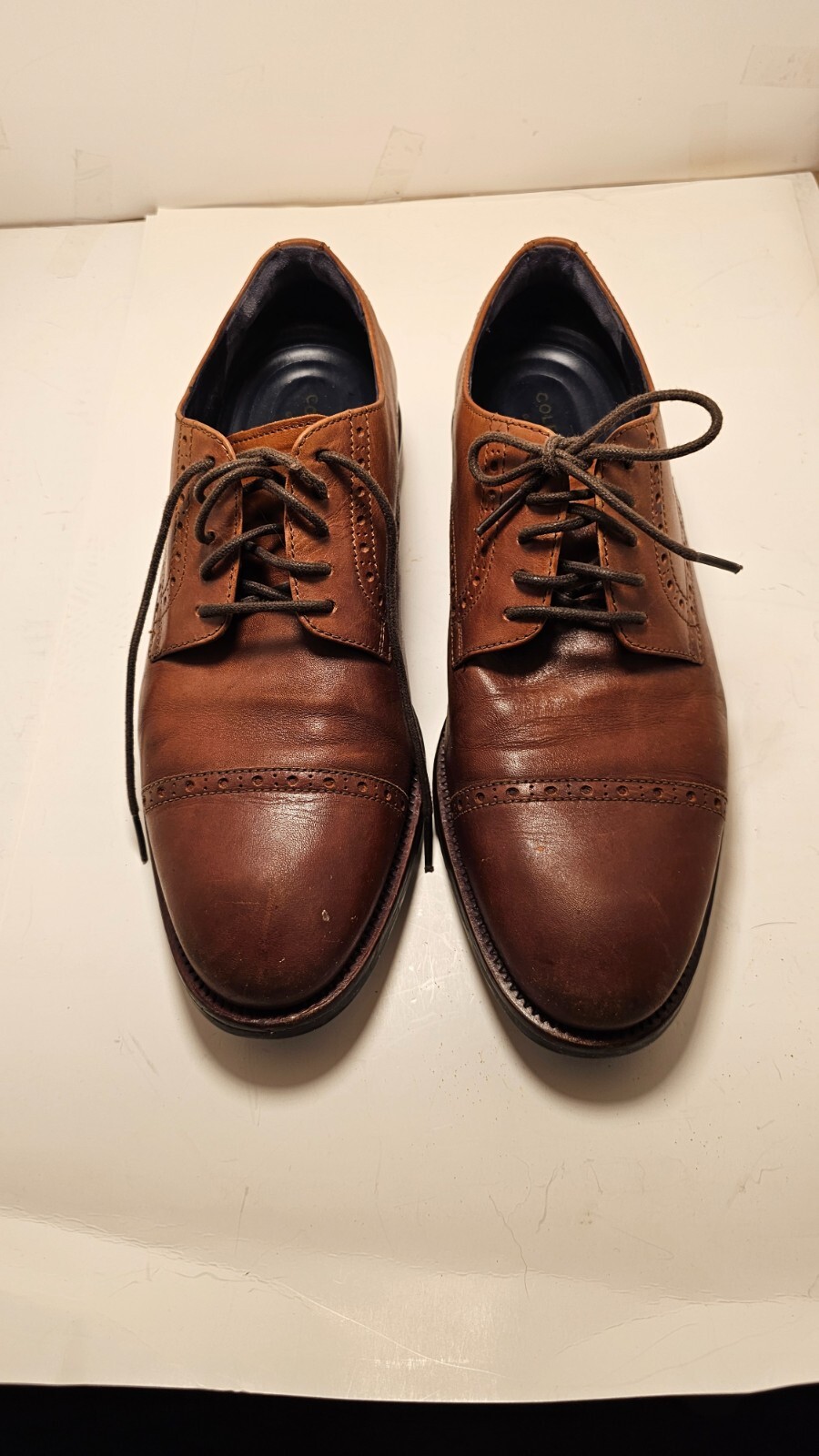 SAOLA Scarpe eleganti da uomo Cole Haan Grand OS Henry marroni in pelle a punta d'ala taglia 9 1 2