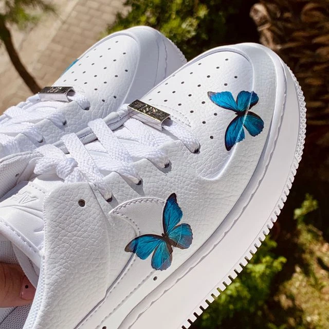 Custom Nike Air Force 1 Blue ButterFLY - Custom Nike Air Force 1 Shoes