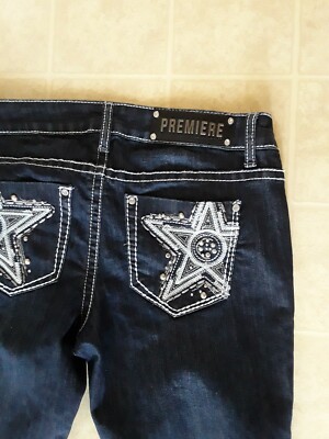Jeans Rue 21 Premiere Slim Boot Cut 3/4 Régulier - Distressed Strass - Neuf