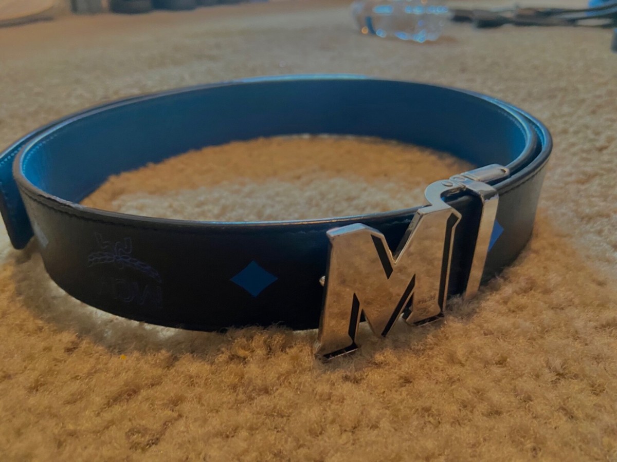 MCM Belt Blue Claus Reversible Box Included | eBay
