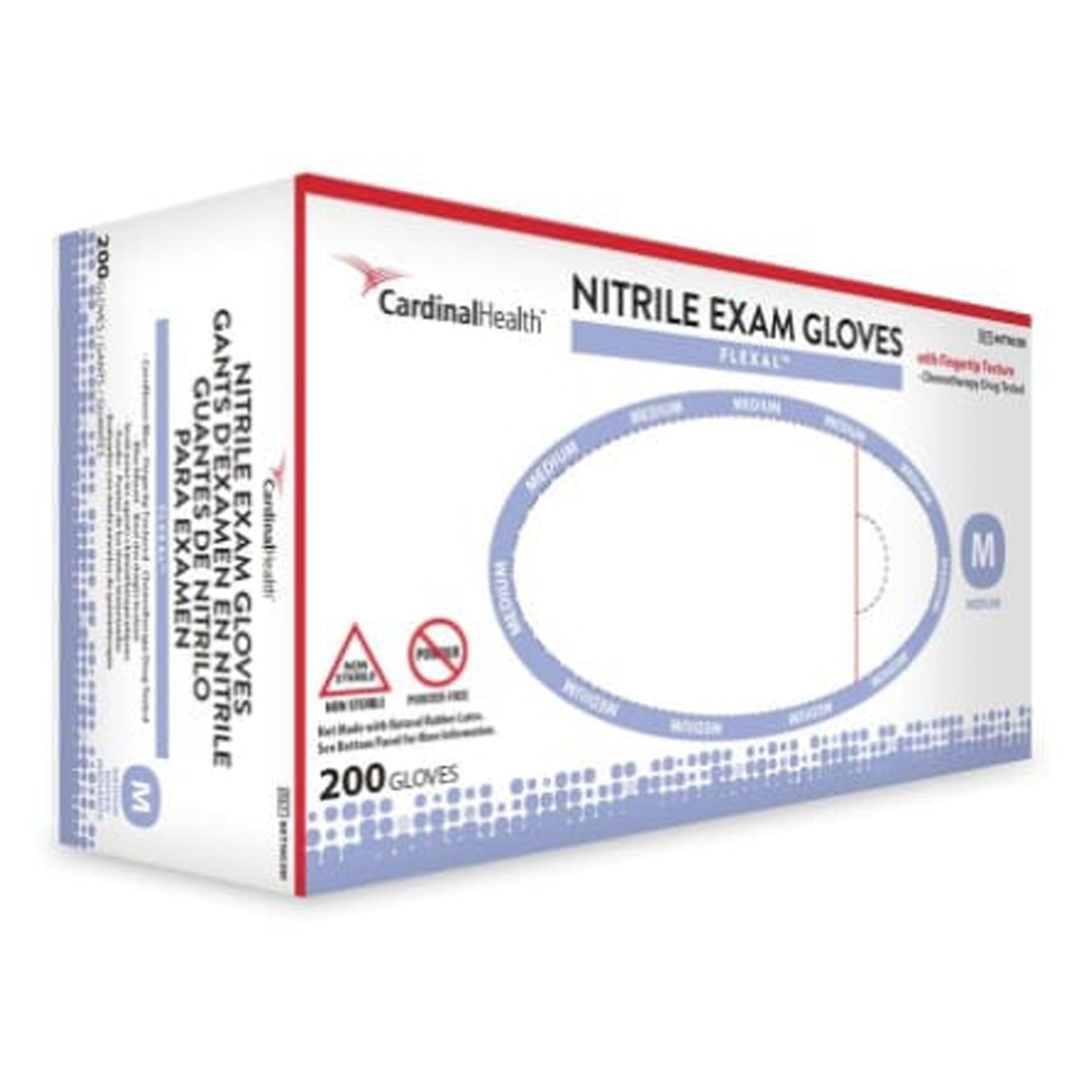 Cardinal FLEXAL Nitrile Exam Gloves Powder-Free Medium - 3.5 MIL BX of 200