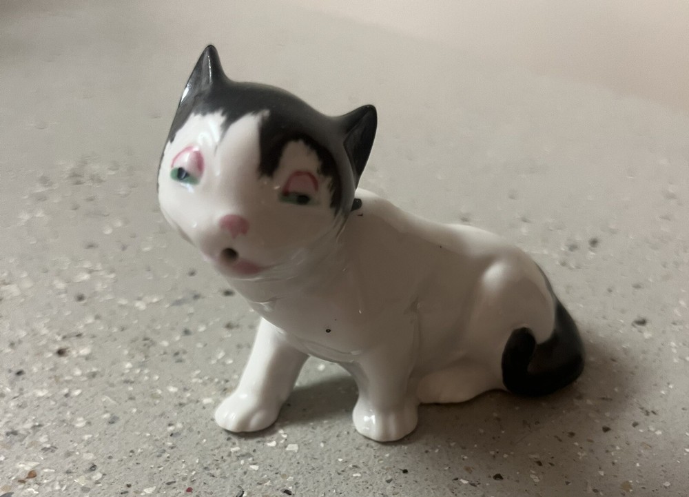 VTG Green Eyed Ceramic 3” Whistling Cat Japan