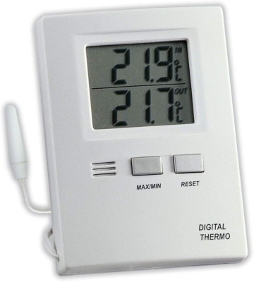 TFA Dostmann Innen Außen Thermometer Temperatur Messer Digital LCD Display Weiß