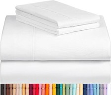 LuxClub 4 PC Sheet Bed Sheets Deep Pockets 18" Eco Friendly Wrinkle White