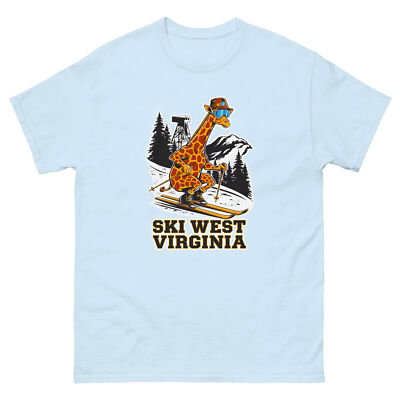 Ski West Virginia Giraffe Skiing Skier Animal T-Shirt
