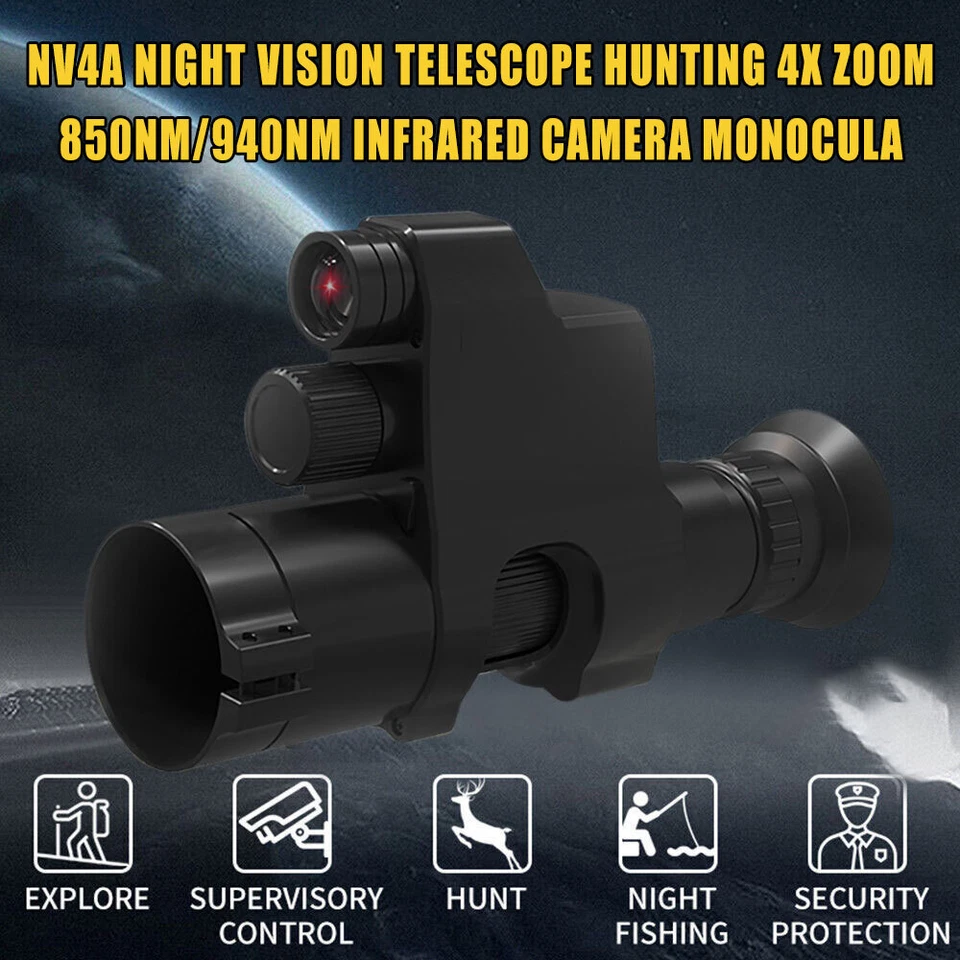 NV4A Night Vision Telescope Hunting 4XZoom 850nm/940nm Infrared Camera Monocular - Image 4 of 4