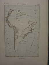 1886 Antik Landkarte ~ Südamerika Rio De La Plata Parana Andes Amazonen
