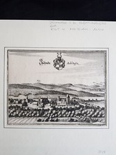 Miedzioryt 1650 Matthaeus Merian : "Juhnde. Siedziba szlachty" Dolna Saksonia