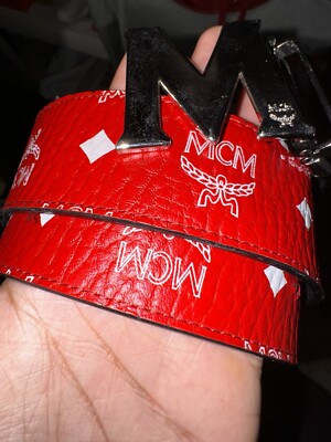 MCM Red Leather Belt with Silver Buckle Leather belt MCM Red size 33 Inches in Leather - 39458516 main image 4