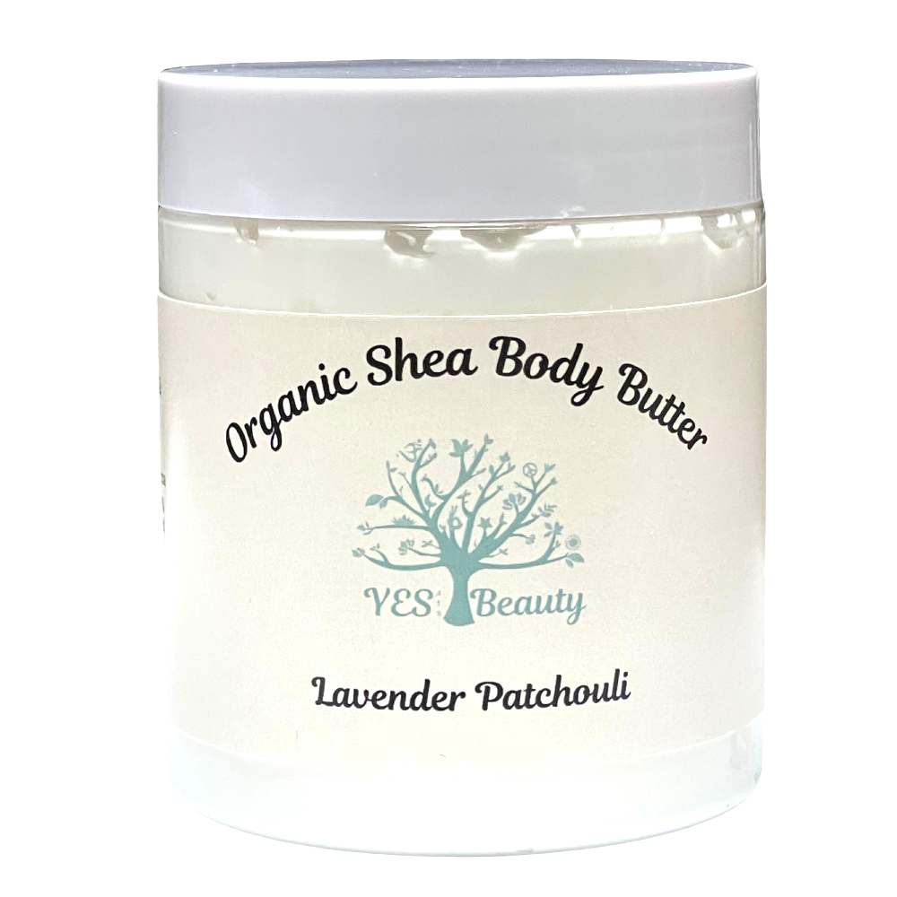 Body Butter Handmade Organic Shea - Lavender Patchouli - Rich & Creamy - 8 oz
