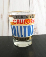Vintage HOLLYWOOD California FUN & SUN License Plate Look SOUVENIR SHOT GLASS