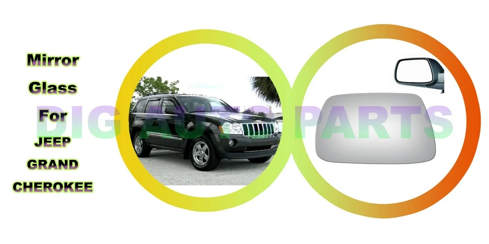 Espejo retrovisor de vidrio de repuesto para Jeep Grand Cherokee 2005-2007 lado izquierdo derecho Foto 4 de 4
