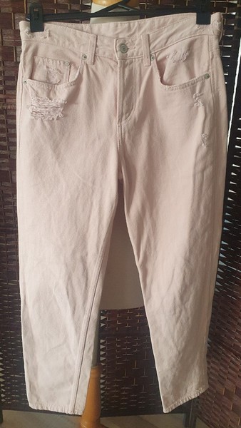 & DENIM dusky pink ripped boyfriend low waist denim jeans - 26