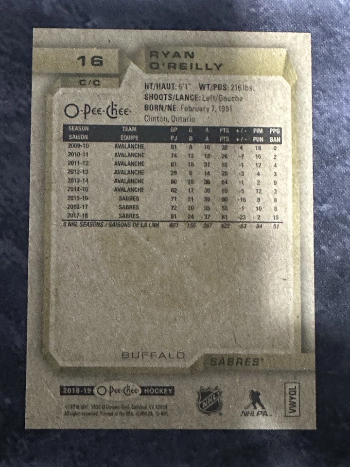 2018-19 O Pee Chee Silver Border 16 Ryan O'Reilly St. Louis Blues - Image 2 of 2