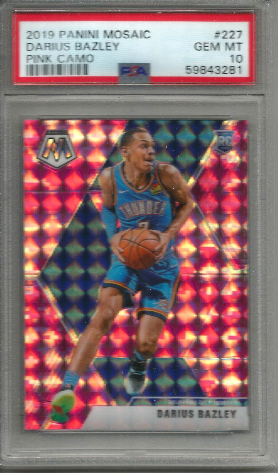 Darius Bazley 19/20 Panini Mosaic Pink Camo Prizm Rookie PSA 10