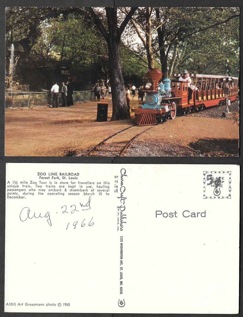 Old Railroad Postcard - St. Louis, Missouri - Zoo Line Train